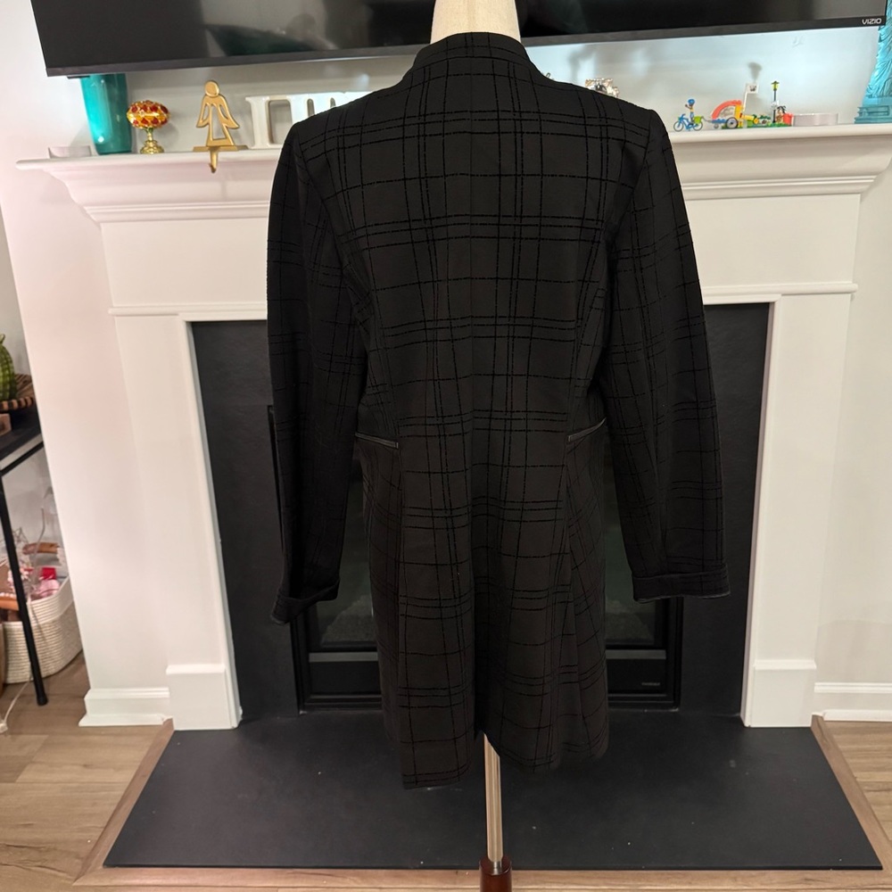 Alfani Black Grid-Pattern Longline Jacket With Zi… - image 6